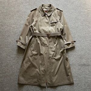 Vintage Evan Picone Taupe Tan Trench Coat Belted Overcoat Button Front Womens XL